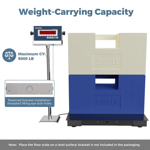 Heavy Duty 36 By 36 Inch Industrial Floor Scale With Digital Indicator, 5000 Lb Capacity, Durable Carbon Steel Platform, Diamond Plate Surface