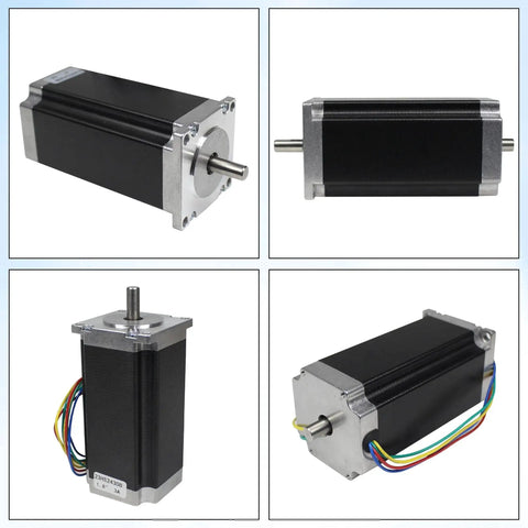 4 Axis Nema 23 Stepper Motor Kit with 425 Oz In Torque, 3A 112mm hybrid stepper, dual 8mm shafts, CNC router engraving components