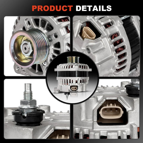 11340 High Output 150 Amp 12V Alternator Replacement For 2007 To 2009 350Z And 2009 To 2010 370Z Infiniti M35 2009 To 2010 Q50 2014 To 2015 Q70 2014 To 2019 Beefed Up Power And Reliability Fits 11340N 23100JK01A showing product details