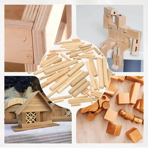 Wooden Dowel Pins Three Sixteenths Inch By Thirteen Sixteenths Inch Straight Fluted Dowels For Crafts, DIY, and Furniture Projects