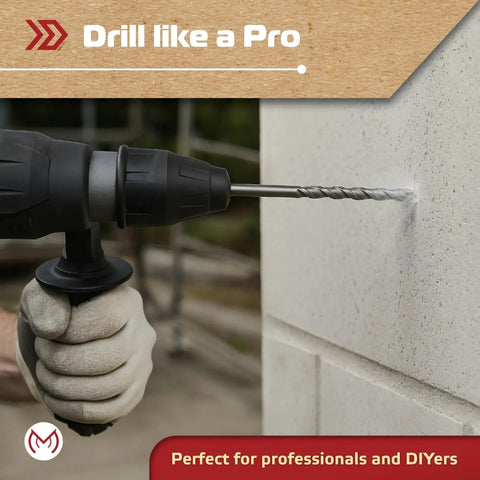 Three Sixteenth Inch By Six Inch SDS Plus Hammer Drill Bit Set Ten Carbide Tipped Masonry Bits For Brick Stone And Concrete With Durable Storage Case Great For All Jobs used in concrete drilling