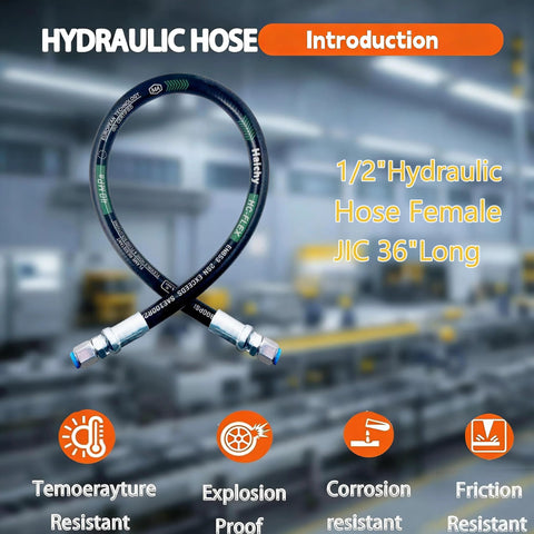 Hydraulic hose swivel assembly, 1/2-in black hose with female JIC x female JIC fittings, 36 in long