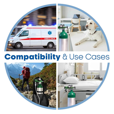 Precision oxygen regulator for 0-15 LPM with a clear gauge and CGA-870 compatibility used in ambulance, clinic, and outdoor settings.