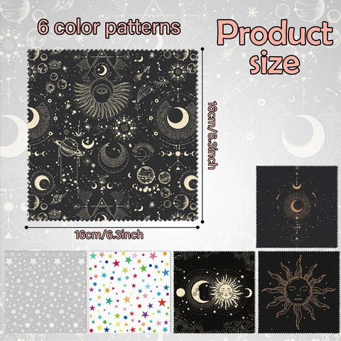 Moon star pattern microfiber cloths 6.3x6.3 inches in Six Pack Microfiber Cleaning Cloths For Eyeglasses And Devices