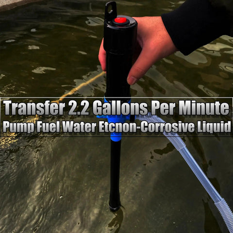 Portable Battery Powered Liquid Transfer Pump 2.2 GPM, All In One Electric Siphon in use, transferring liquid from a body of water.