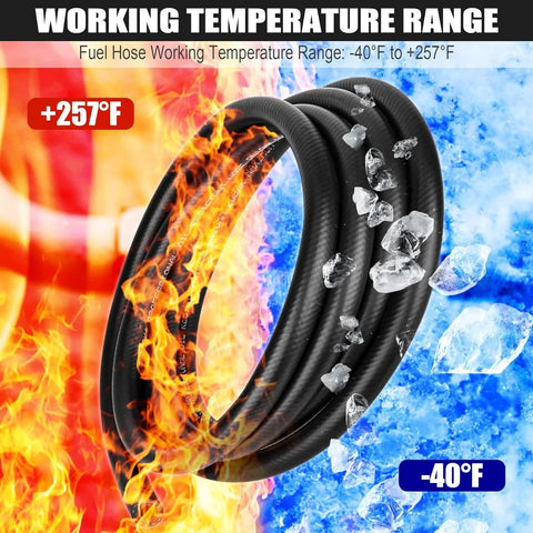 Amazon 3/8 inch ID fuel line hose, 10 ft, black NBR rubber push-lock, high pressure 300 PSI with 12 clamps