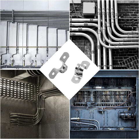 Jersvimc 30Pcs 1/2in stainless steel conduit clamps with two-hole U brackets, heavy-duty metal pipe straps