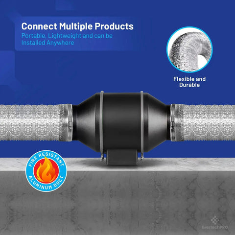 6 Inch By 25 Feet Aluminum Foil Dryer Duct With Built In Steel Wire Reinforcement Flexible Dryer Vent Hose connected to junction.