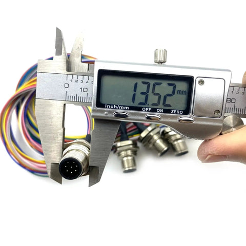 Measuring Two Pack M12 8 Pin A Code Front Mount Male Connector Cable IP67 Waterproof Unshielded Aviation Socket