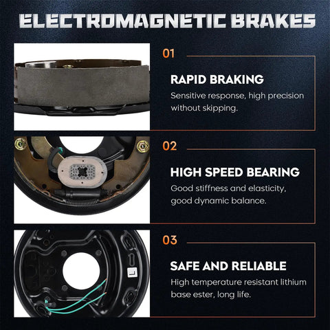 Youxmoto trailer electric brake assembly kit, four units (2 RH, 2 LH) for 3,500-lb trailer axles