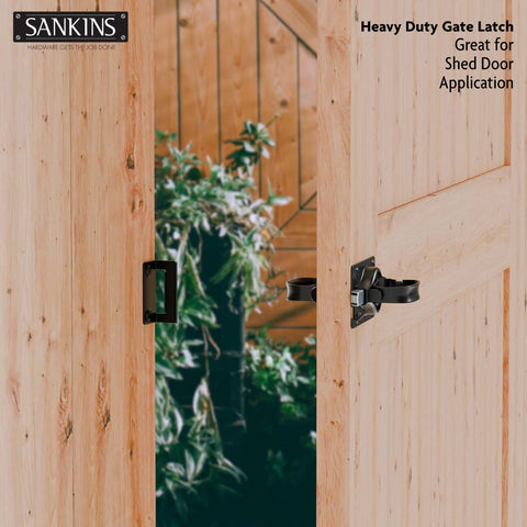Heavy Duty Swinging Barn Door Latch With Dual Sided Handle For Inside And Outside Access On Gates, Sheds, Fences