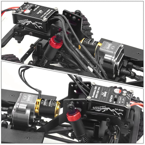 Beefed-Up 30A Brushless ESC And 3500KV Outrunner Motor for 1/18 Scale TRX4M Ascent-18 Redcat RC Crawler with dual LED lights