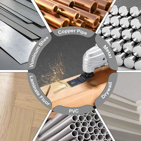Titanium Plated Oscillating Saw Blades Kit For Metal Wood And Plastic 115 Piece Multitool Blades Set working on various materials