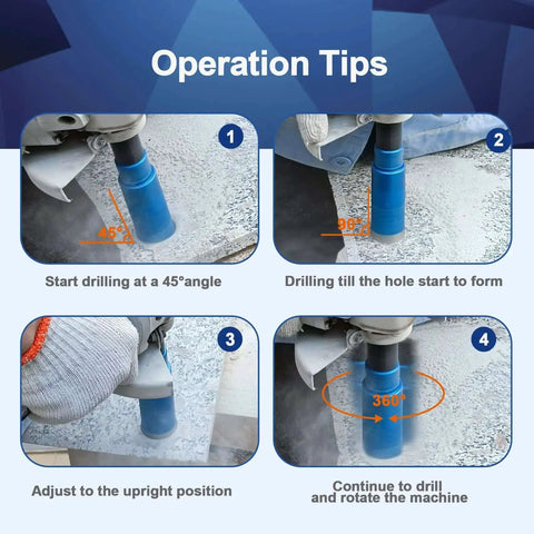 Operation tips for One And Three Eighths Inch Laser Welded Diamond Core Drill Bit For Granite Marble And Stone