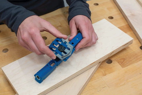 Person using Pocket Hole Jig 310 Small Durable DIY Tool For Tight Spaces Built To Last And Create Rock Solid Joints In Wood