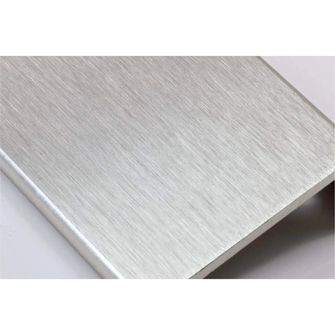 Close-up of Finger Edge Pull Handle Set, 10 Pack, 3-5/32 Inch Center To Center and 3-15/16 Inch Overall Length, Brushed Stainless Steel Finish.