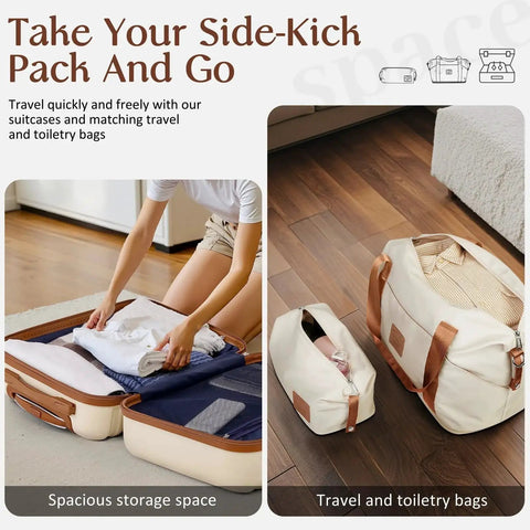 Lightweight Softside 3 Piece Luggage Set With 20 Inch Carry On Wheeled Luggage Included Duffel Bag And Toiletry Bag White Finish