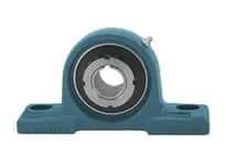 Front view of 85mm Heavy Wide Pillow Block Sleeve Locking Single Unit UKP319+H2319 Heavy-Duty Adapter for Shaft Mounts in blue housing.