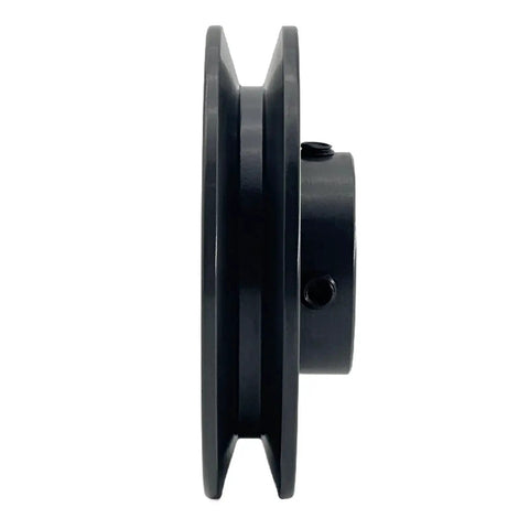 Side view of 7/8 Inch Bore V Belt Pulley With 3.95 Inch Outside Diameter One Groove Cast Iron Sheave For A AX 3L 4L V Belts.