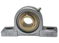 Front view of 1-1/4 in Zinc-Plated Wide Inner-Ring Pillow Block Bearing Single Unit with Nickel P207NP Housing, Set Screw Lock