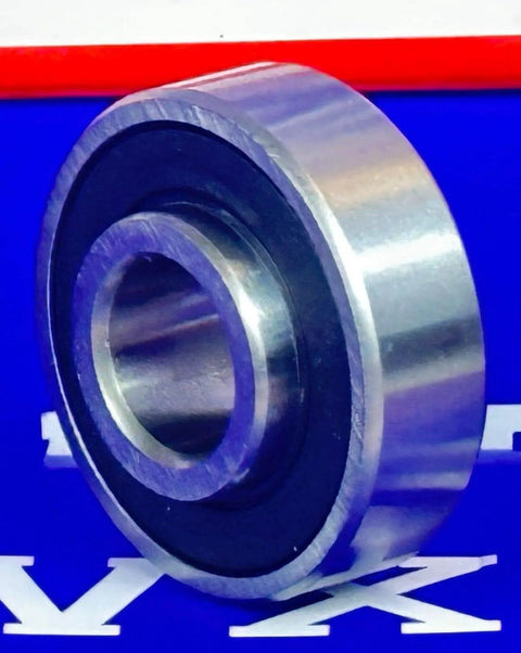 Close-up of 88016-2RS Bearing Single Row Ball Bearing 16x35x14mm Sealed showing inner and outer diameters with rubber seals.