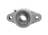3/4 in (19.05 mm) sealed set screw flange bearing RF double-lip contact seal stainless steel insert white polymer housing 2-bolt flange pack of 2 relubrication MUCNFL204-12RFW front view