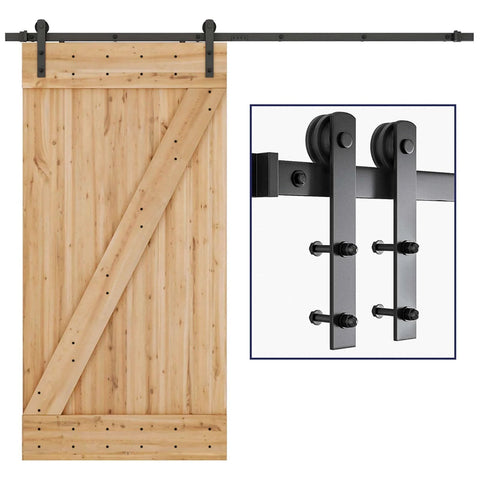 8ft Barn Door Hardware Kit with I shape hanger, heavy duty sliding door track, carbon steel, nylon rollers, for 42 to 48 inch doors