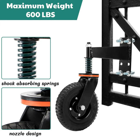 8 Inch Heavy Duty Gate Wheel With Suspension For Metal Or Wooden Gates 600 Lbs Capacity Per Wheel 360 Degree Rolling Caster