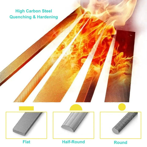 8 Inch 3 Piece Metal File Set With Flat Round And Half Round Files In High Carbon Steel for metalworking and woodworking