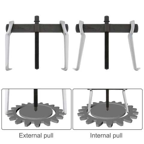 Heavy Duty 8 Inch Two Jaw Gear Puller with Reversible Claws for Internal and External Bearing and Pulley Removal shown in use