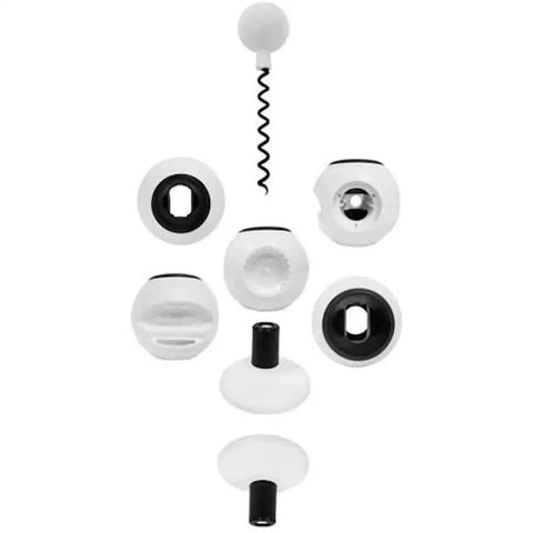 8-In-1 Multi-Function Kitchen Opener with Jar Opener, Bottle Opener, Can Opener, ergonomic non-slip handles, white attachments displayed