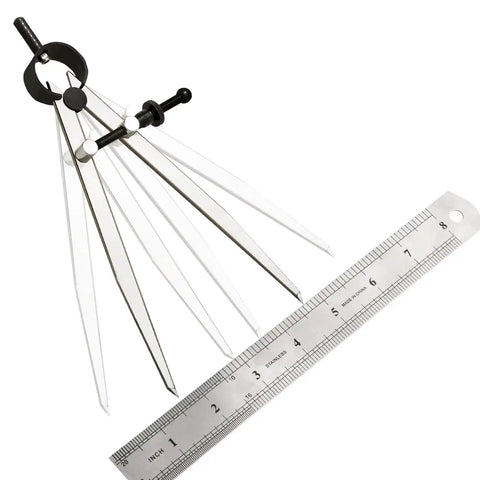 8 Inch Adjustable Leather Compass And 8 Inch Steel Ruler Drafting Set For Leather Work Woodworking And Metalworking