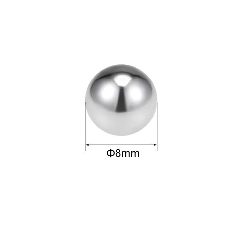 Single 8mm Bearing Ball 304 Stainless Steel G100 Precision showcasing smooth surface and diameter measurement.