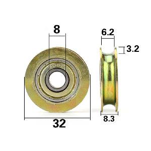 8mm Bore Bearing - 32mm Steel Wire Rope Cable Track Pulley 8x32x8.3mm