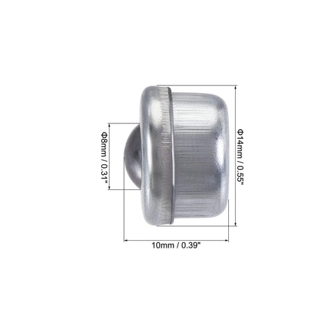 Side view of 8 Mm Ball Transfer Bearing Unit Pack Of 6 With 360 Degree Rotation Drop In Mount DIY Ready For Transmission Systems, dimensions noted.