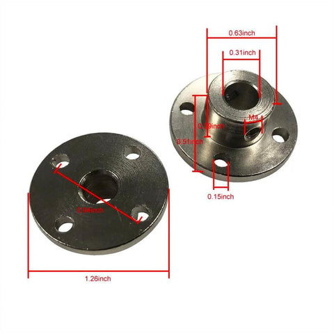 2pcs 8mm Flange Coupling with Wrench High Hardness Shaft Connector Rigid Axis Model Coupler Fitting for DIY Parts A58 Motor, side view.