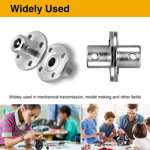 Heat-treated 8mm flange couplings for RC motors provide rugged, precise shaft joins in compact builds delivering secure straight drive alignment and reliable performance with four electroplated steel connectors.