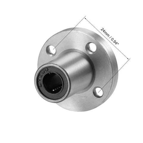 Front view of ✝️ 8mm linear ball bearings lm8uu round flange, 8mm bore, 15mm od, 24mm length (pack of 2) showing measurement.
