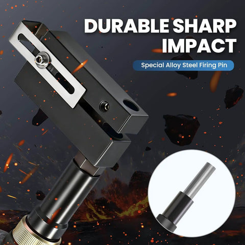 Close-up of 8mm Pneumatic Hole Puncher for Metal Sheets with durable sharp impact feature, showing steel firing pin detail.