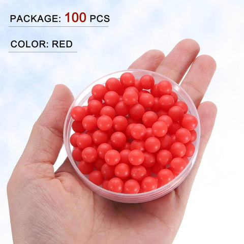 Ultra Durable 8mm PP Plastic Bearing Balls G2 Precision With Frosted Red Finish 100 Pack For DIY Projects And Machinery displayed.