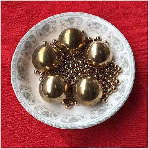 Bowl containing 8mm 200pcs Solid Pure Copper Balls - Brass Ball Bead for machinery, valves, and art beads use