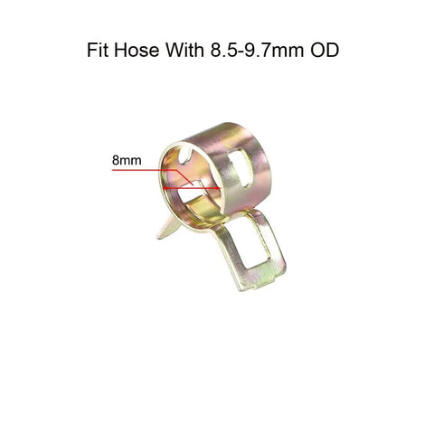 8mm Inner Diameter Heavy Duty Spring Band Type Hose Clamp for 9.7mm OD Hose, 65 Mn Steel, DIY Friendly