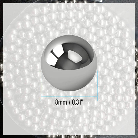 304 Stainless Steel Bearing Balls 8 Millimeter Precision Solid Ball Bearings Pack Of 25 front view showing size