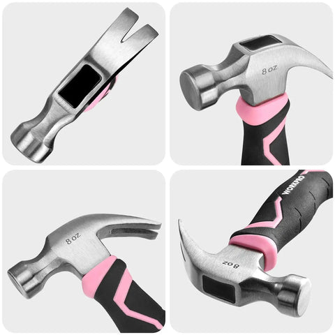 8 Oz Claw Hammer With Fiberglass Handle For Easy DIY Projects, Forged Hardened Steel Head For Precise Nailing, Lightweight