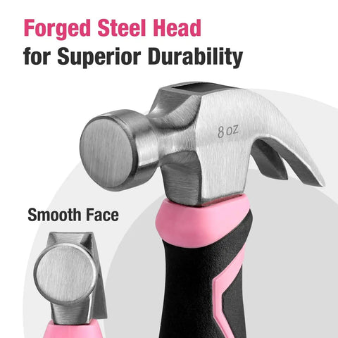 8 Oz Claw Hammer With Fiberglass Handle For Easy DIY Projects, Forged Hardened Steel Head For Precise Nailing, Lightweight Yet Durable