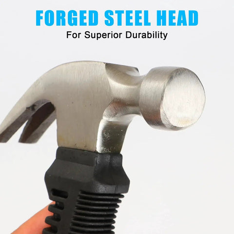 Close-up of 8oz Claw Hammer For Camping DIY Projects Ergonomic Anti Slip Grip Compact Nail Hammer with high carbon steel head