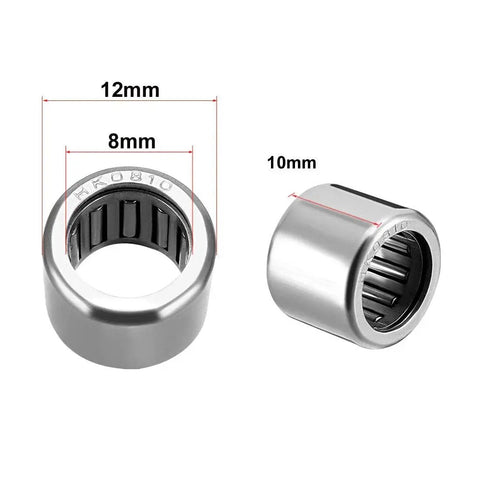 Model HK0810 Drawn Cup Needle Roller Bearings Open End With 8mm Bore, 12mm Outer Diameter, 10mm Width shown with dimensions