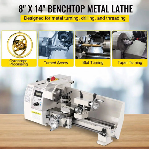 8 X 14 Inch Mini Metal Lathe With Variable Speed 2250 RPM 600W Motor Precision Turning And Milling For DIY Projects