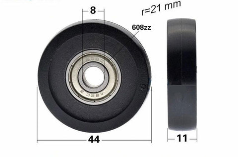 8x44x11mm Polyurethane Pulley Wheel Roller Bearing √¢‚Ç¨‚Äπwith Black Tire 44mm Soft Low Noise - VXB Ball Bearings