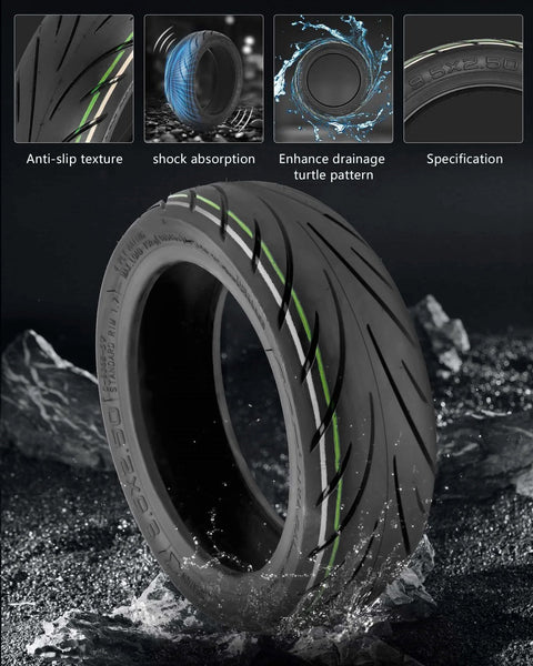 9.5 x 2.50 Off-Road Tire 9.5 Inch Tubeless Tire for KQI3 Electric Scooter Accessories with anti-skid shockproof design